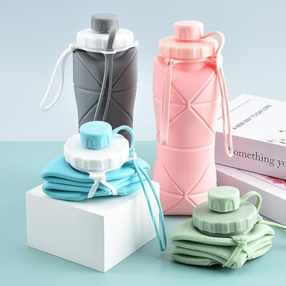 Travel Pro Combo: Foldable Silicone Water Bottle (600ml) + USB Juicer Cup Blender (420ml) – Stay Hydrated & Fresh On-the-Go!"