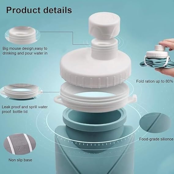 Travel Pro Combo: Foldable Silicone Water Bottle (600ml) + USB Juicer Cup Blender (420ml) – Stay Hydrated & Fresh On-the-Go!"
