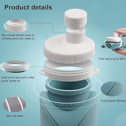 Travel Pro Combo: Foldable Silicone Water Bottle (600ml) + USB Juicer Cup Blender (420ml) – Stay Hydrated & Fresh On-the-Go!"