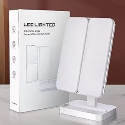 Twelve13™ Tri-Fold LED Makeup Mirror with 3 Light Modes & Magnification – Portable Vanity Glow Mirror
