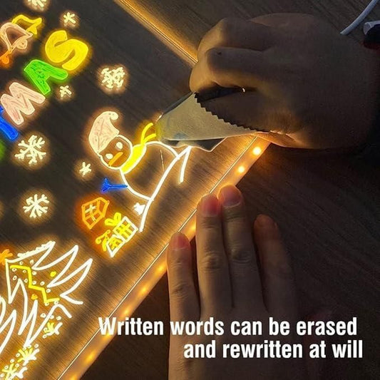 GlowNote™ 3D LED Acrylic Message Pad – With 12 Neon Pens