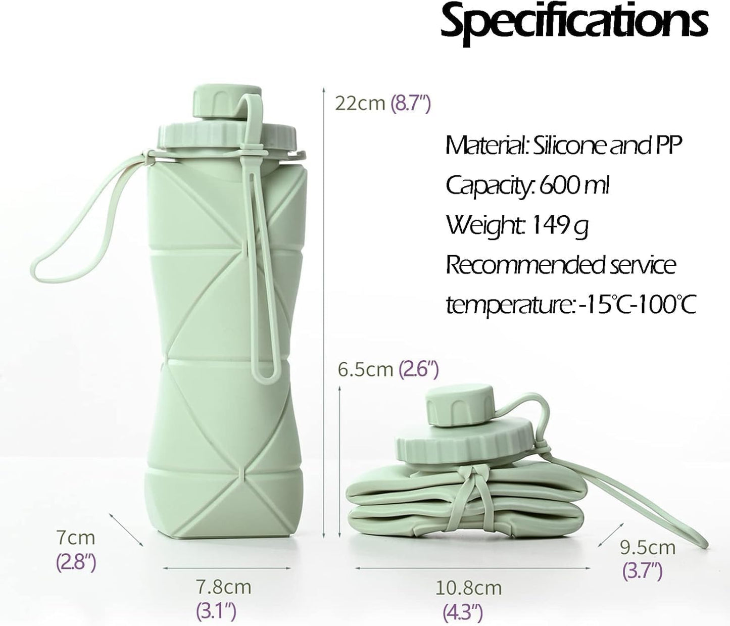 Travel Pro Combo: Foldable Silicone Water Bottle (600ml) + USB Juicer Cup Blender (420ml) – Stay Hydrated & Fresh On-the-Go!"