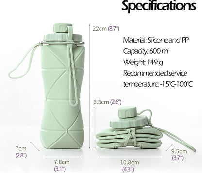 Travel Pro Combo: Foldable Silicone Water Bottle (600ml) + USB Juicer Cup Blender (420ml) – Stay Hydrated & Fresh On-the-Go!"