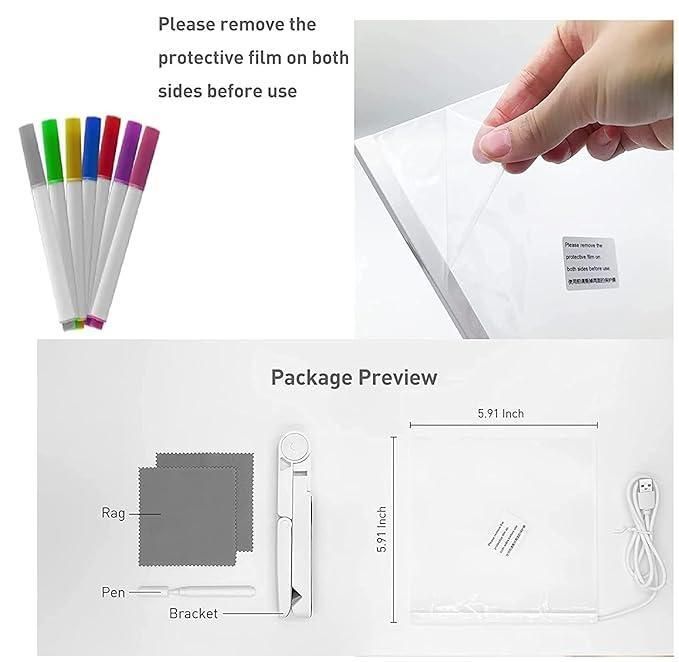 GlowNote™ 3D LED Acrylic Message Pad – With 12 Neon Pens