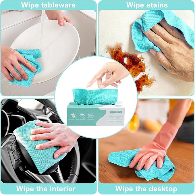 WipeWhiz™ SmartClean – Premium Reusable Microfiber Cleaning Towels (20-Pack with Dispenser Box)