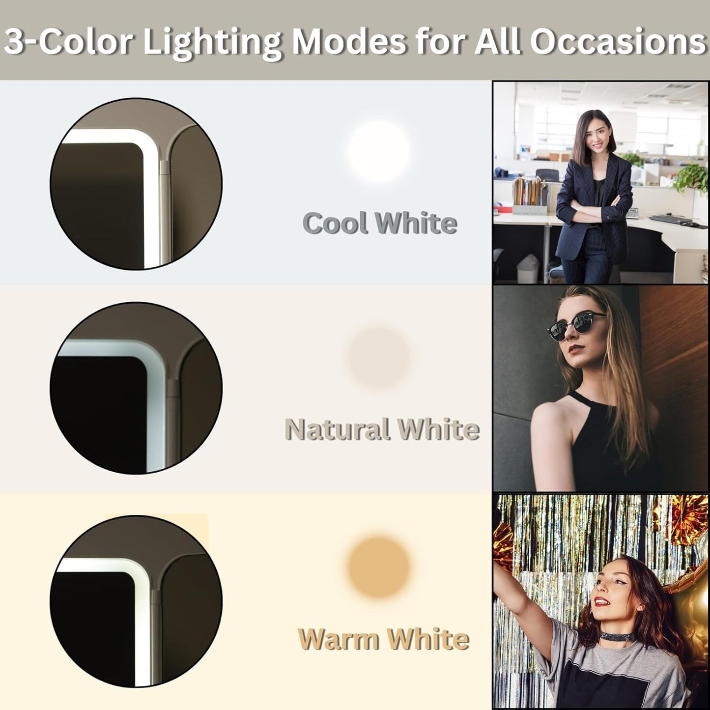 Twelve13™ Tri-Fold LED Makeup Mirror with 3 Light Modes & Magnification – Portable Vanity Glow Mirror