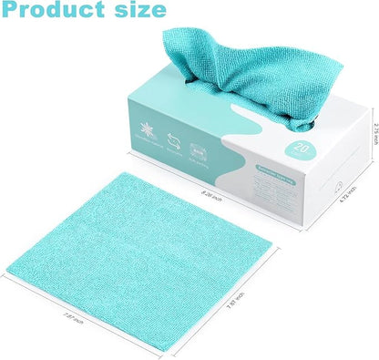 WipeWhiz™ SmartClean – Premium Reusable Microfiber Cleaning Towels (20-Pack with Dispenser Box)