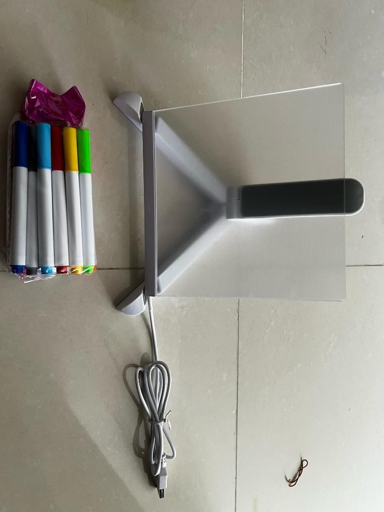GlowNote™ 3D LED Acrylic Message Pad – With 12 Neon Pens
