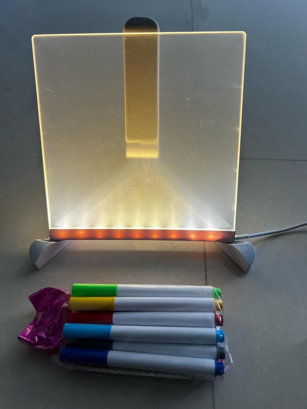 GlowNote™ 3D LED Acrylic Message Pad – With 12 Neon Pens