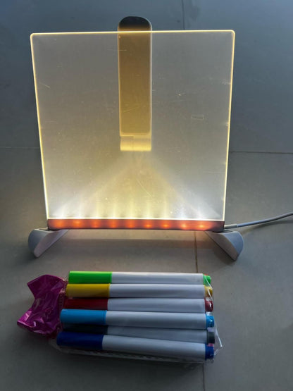 GlowNote™ 3D LED Acrylic Message Pad – With 12 Neon Pens